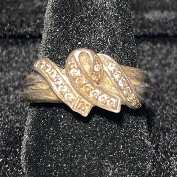 Ring CZ Cubic Zirconia Size 8 Hope Faceted Vintage Jewelry Sterling Silver Stamp